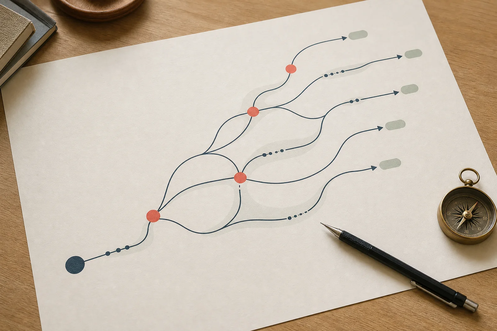 A tactile career route map with decision points